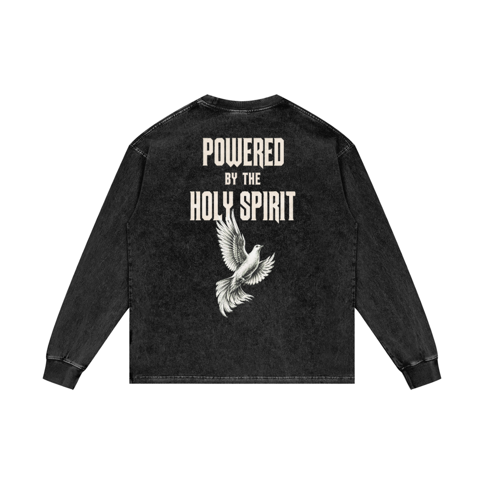 POWERED BY THE HOLY SPIRIT | Washed Long Sleeve T-Shirt