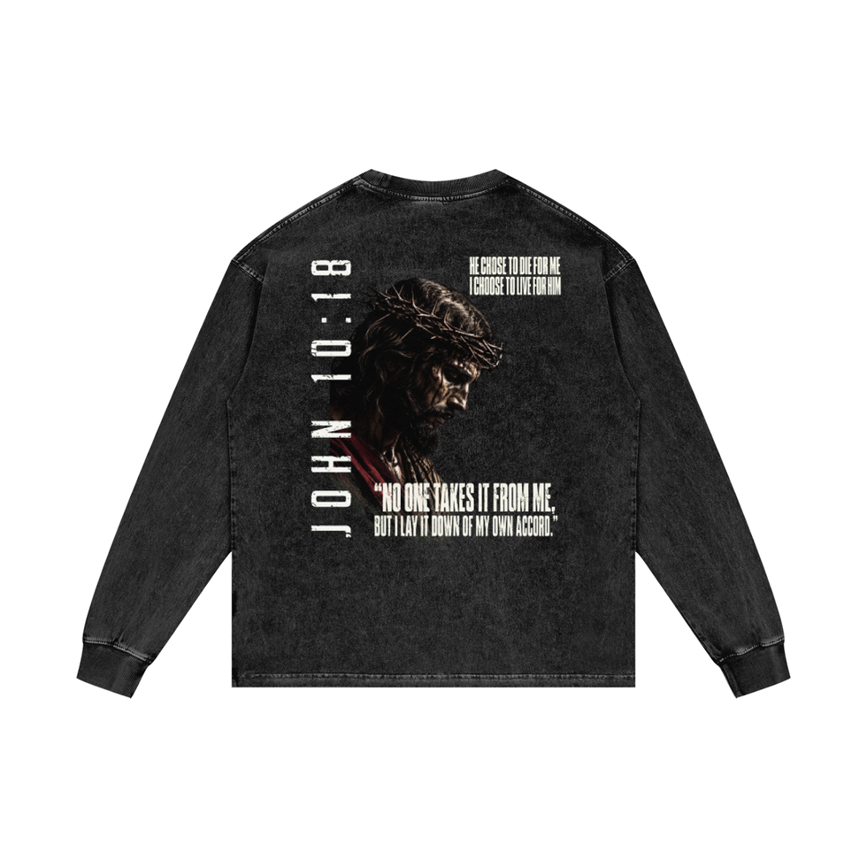 John 10:18 | Washed Long Sleeve T-Shirt