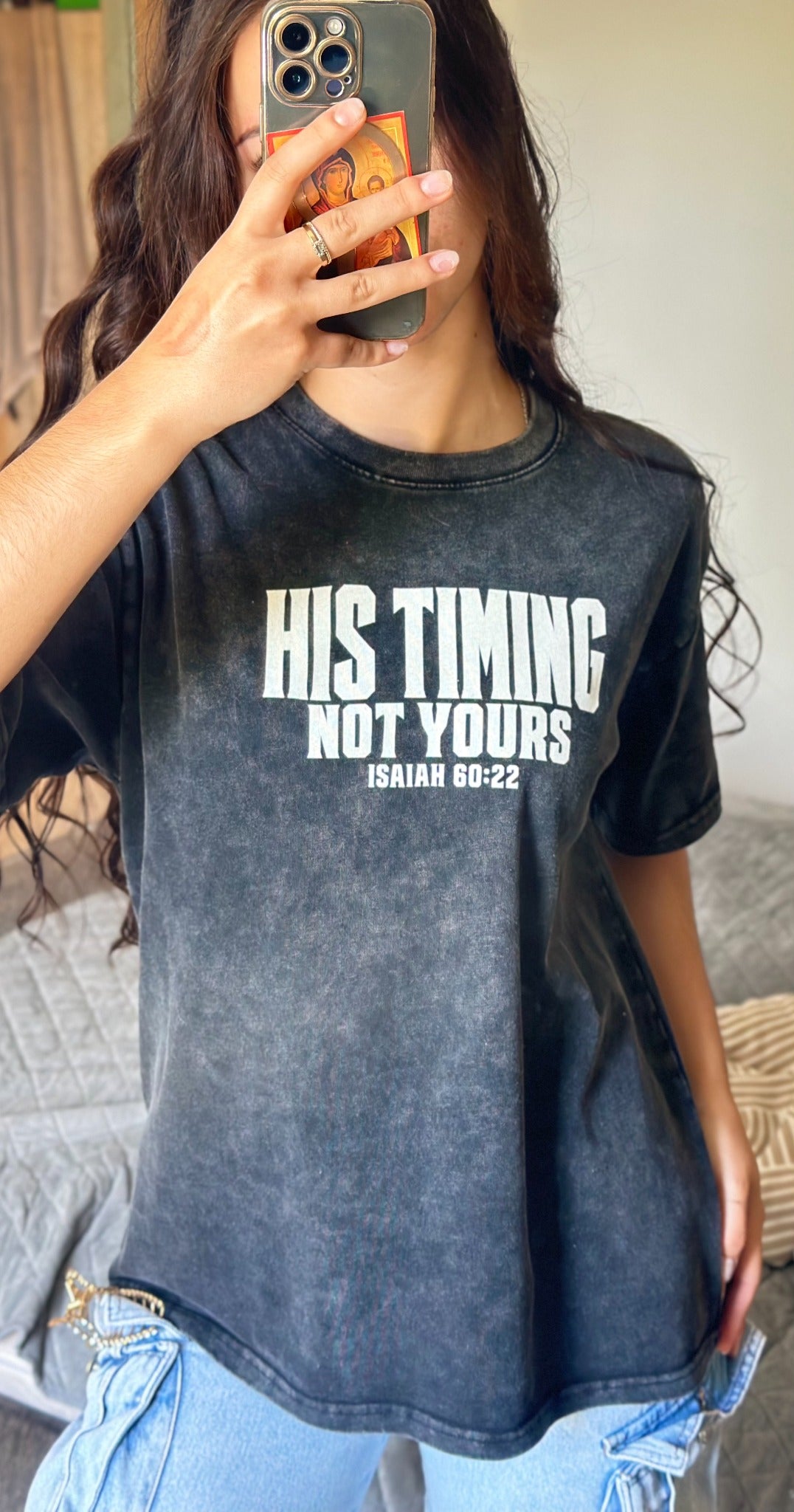 FatherGlorified His Timing tee front design